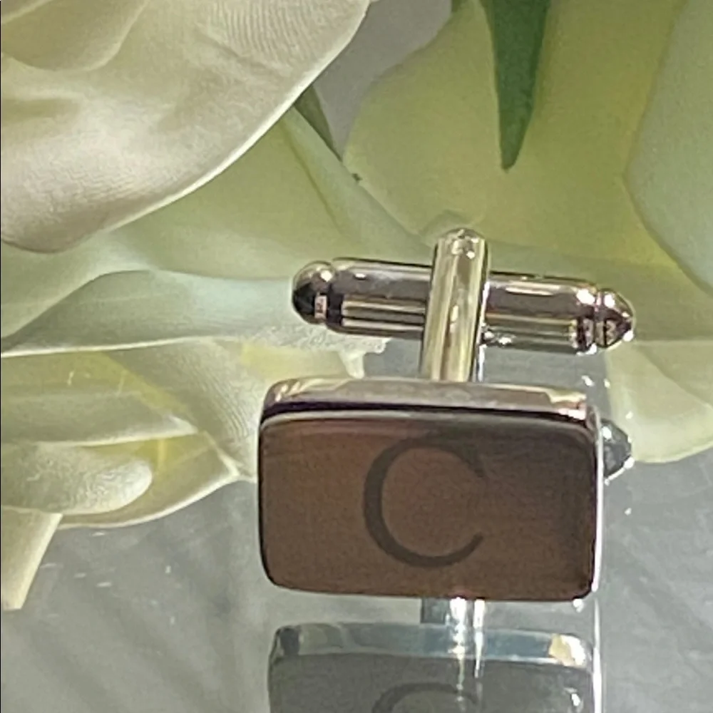 Brass Monogrammed Letter “C” Cufflinks